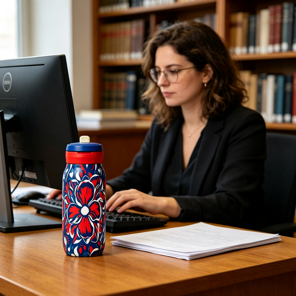 Insulated Stainless Steel Floral Water Bottle with Flip Straw Lid | Leakproof Reusable Sports Travel Tumbler