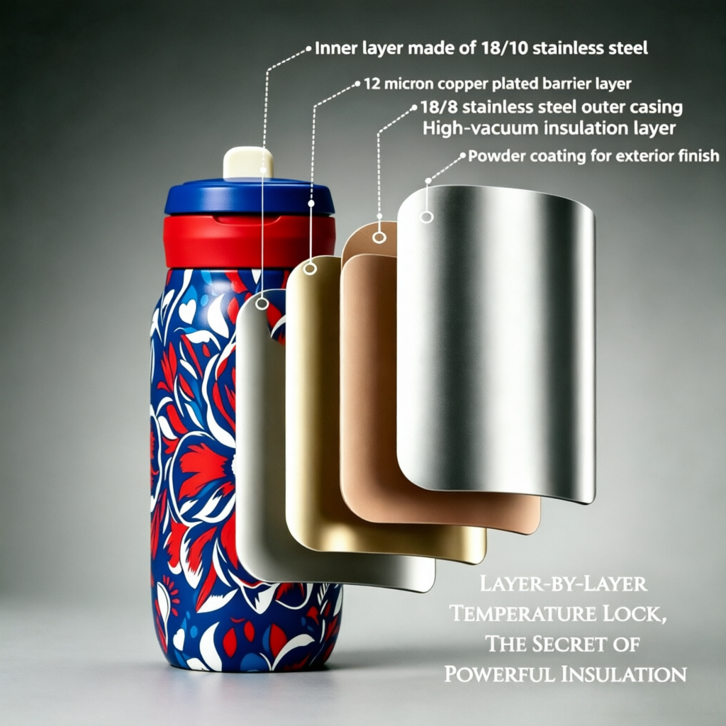 Insulated Stainless Steel Floral Water Bottle with Flip Straw Lid | Leakproof Reusable Sports Travel Tumbler