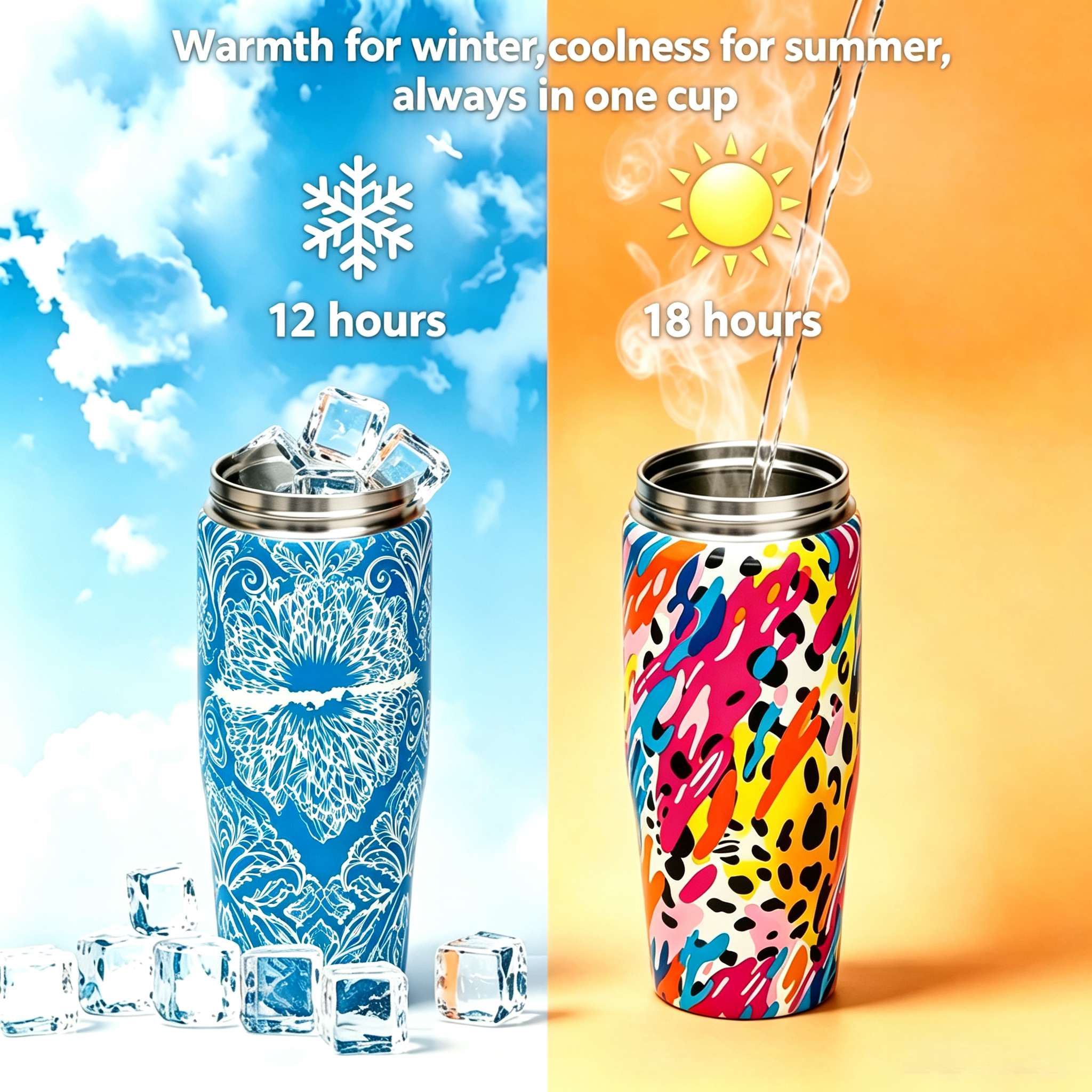 Vacuum Insulated Stainless Steel Water Bottle with Flip Straw Lid – Leakproof Sports Water Bottle for Gym, Travel, Hiking & Daily Hydration