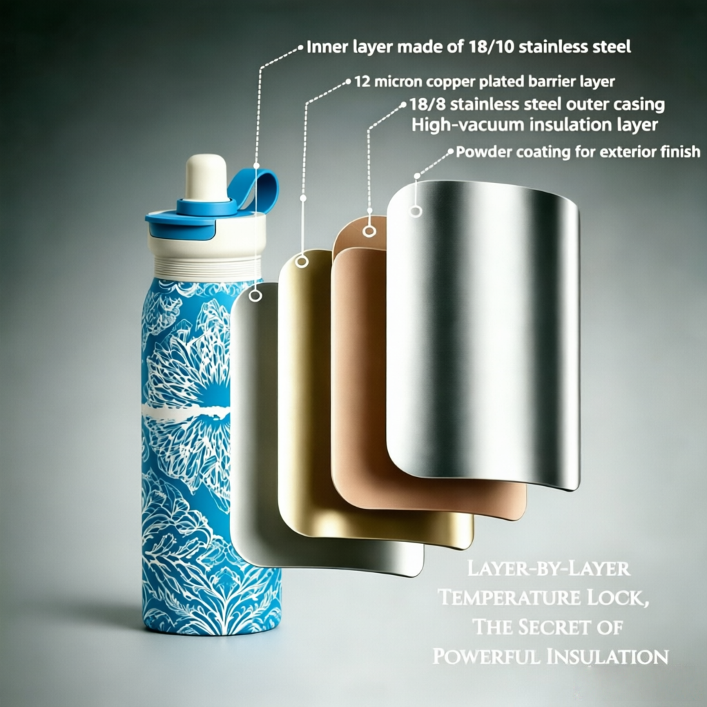 24oz Lightweight Stainless Steel Insulated Water Bottle with Straw Lid & Carry Loop – 700ml Vacuum Thermal Leakproof Sports Water Bottle, BPA Free for Gym, Travel & Daily Hydration