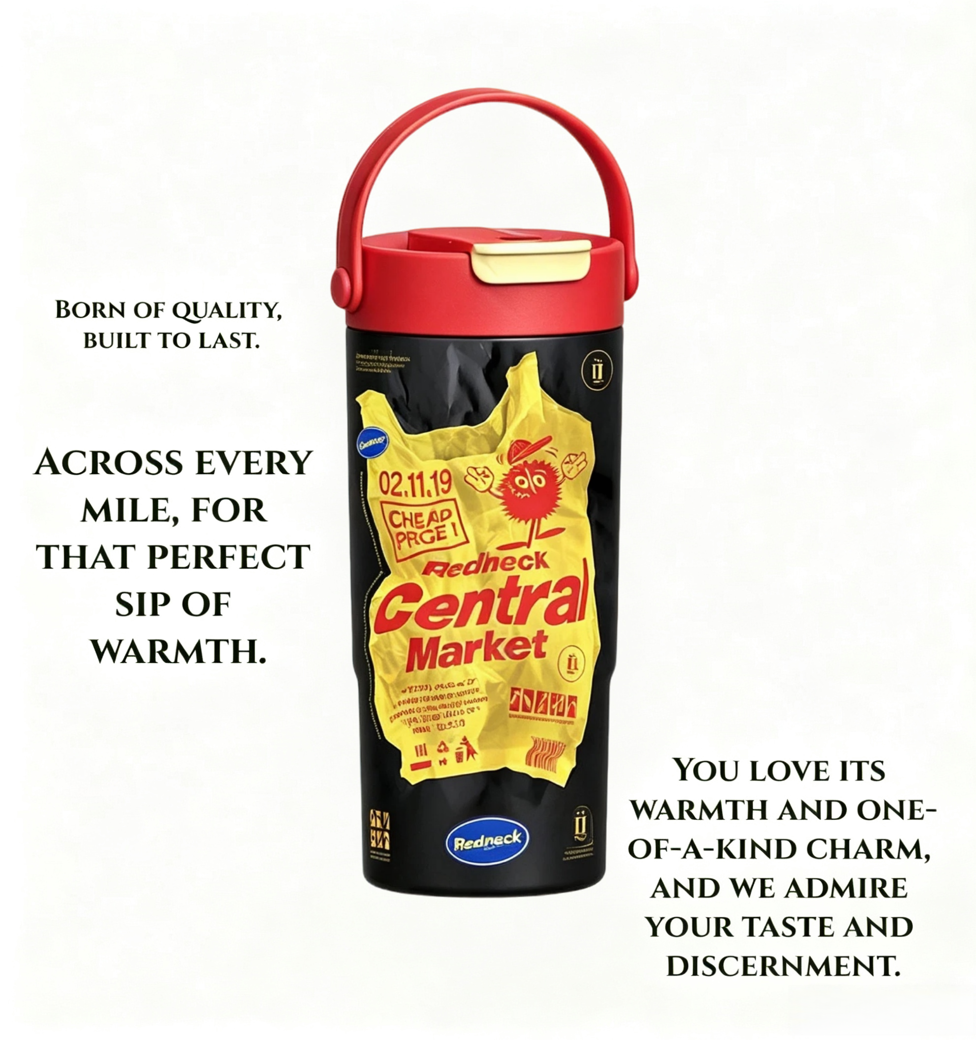 Stainless Steel Insulated Water Bottle with Carry Handle – Leakproof Vacuum Thermal Sports Water Bottle, BPA-Free Reusable Travel Bottle with Retro Graphic Design for Gym, Office & Outdoor
