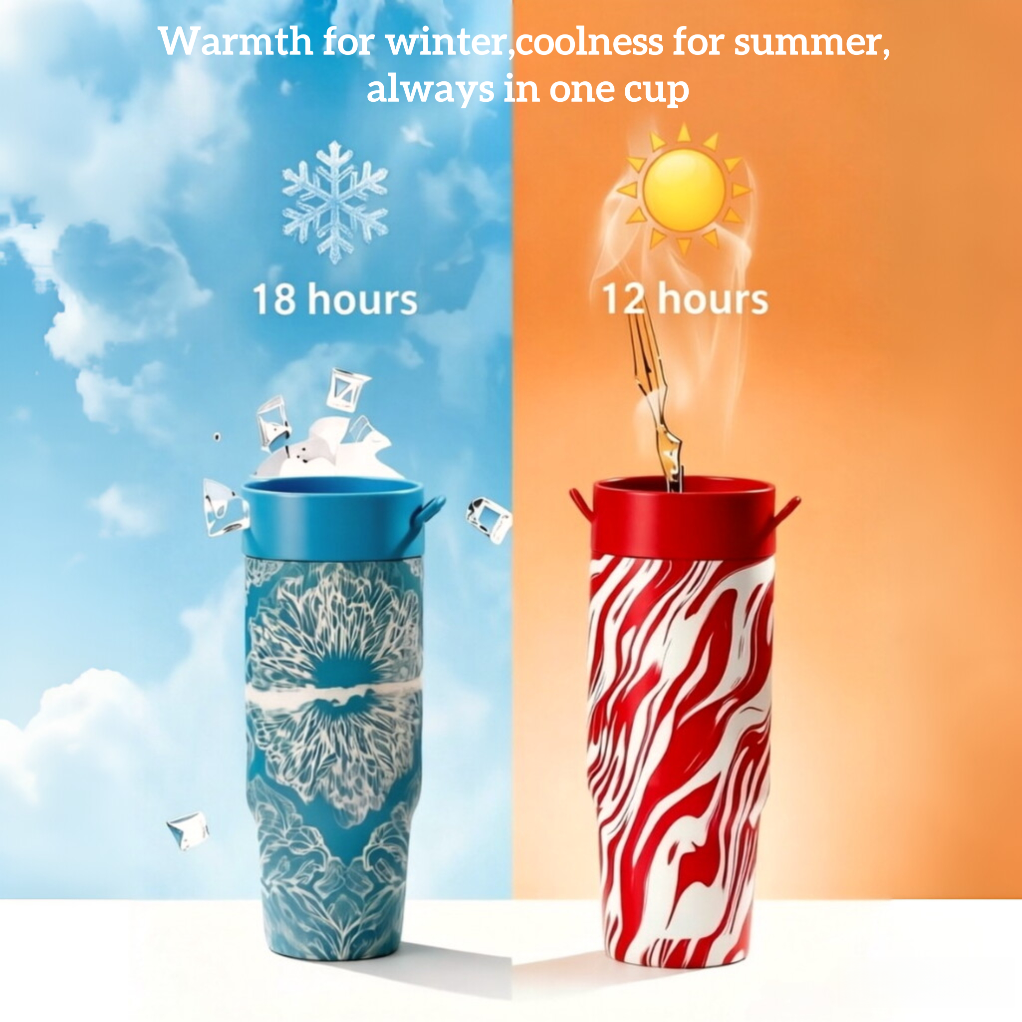 4-in-1 Rotating Multi-Flavor Tumbler with Ice Compartment | Insulated Travel Cup
