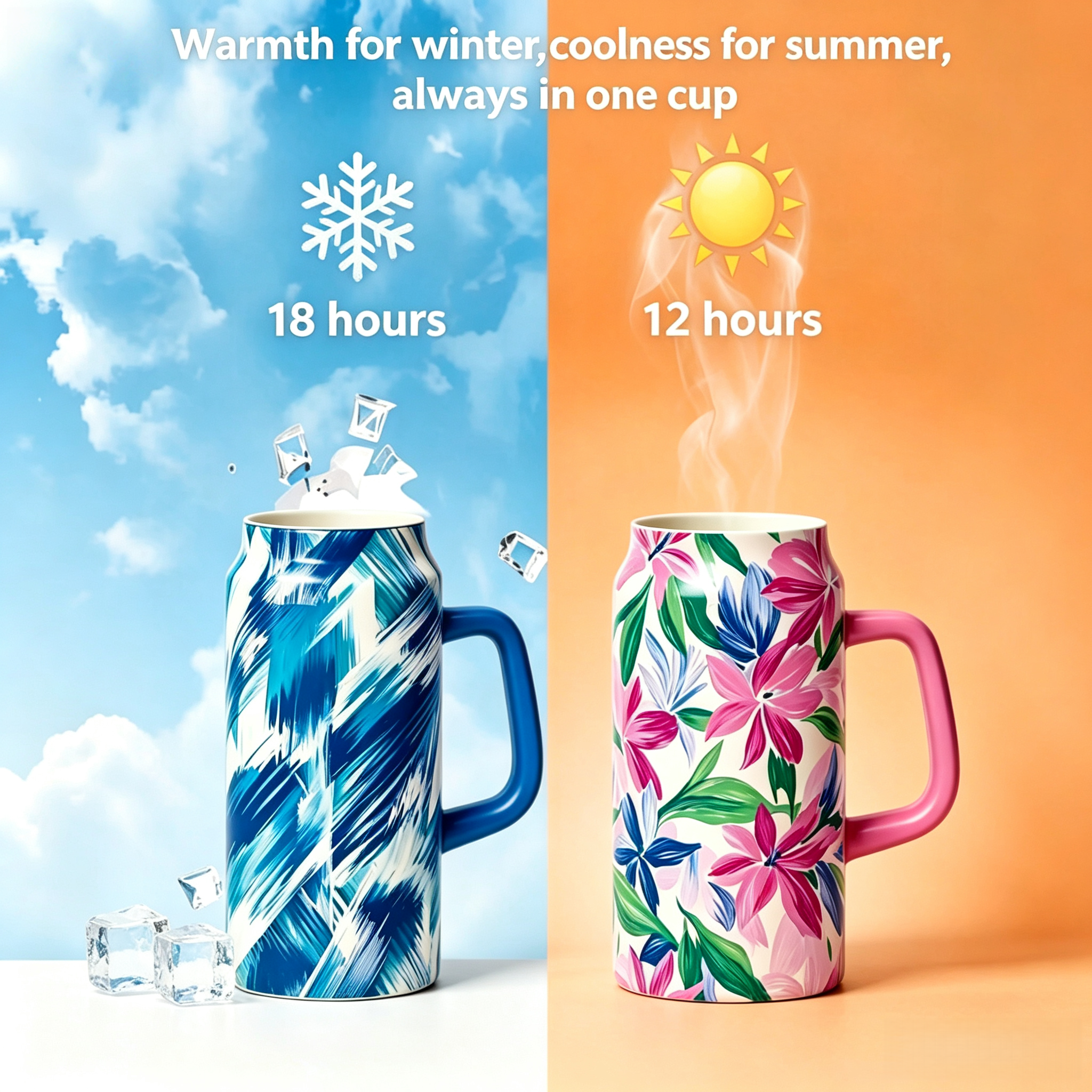 40oz Zebra Print Insulated Tumbler with Handle & Straw | Stainless Steel Travel Mug