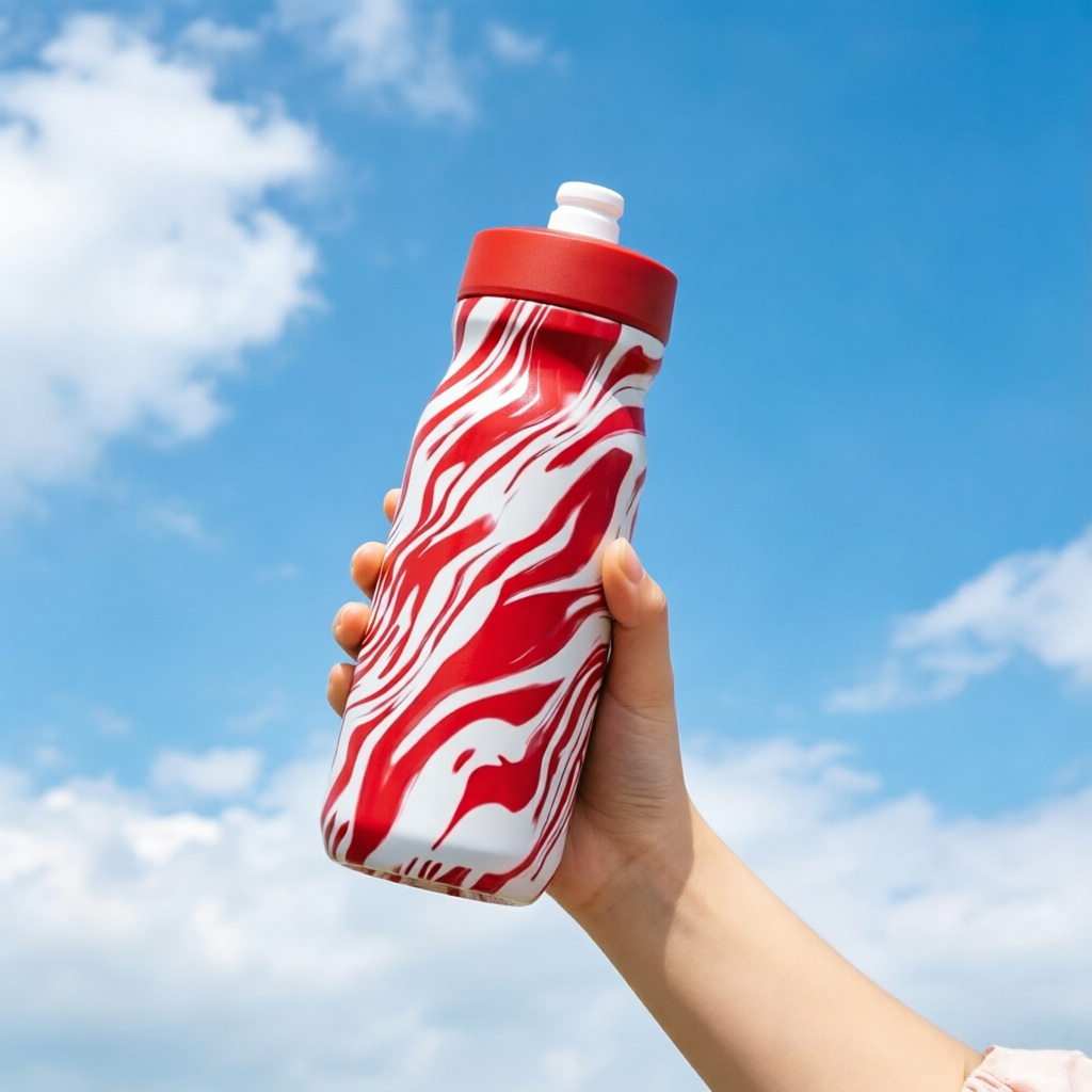 Red Swirl Leak-Proof Sports Water Bottle – BPA-Free Reusable Gym & Travel Water Bottle | Lightweight Fitness Hydration Bottle
