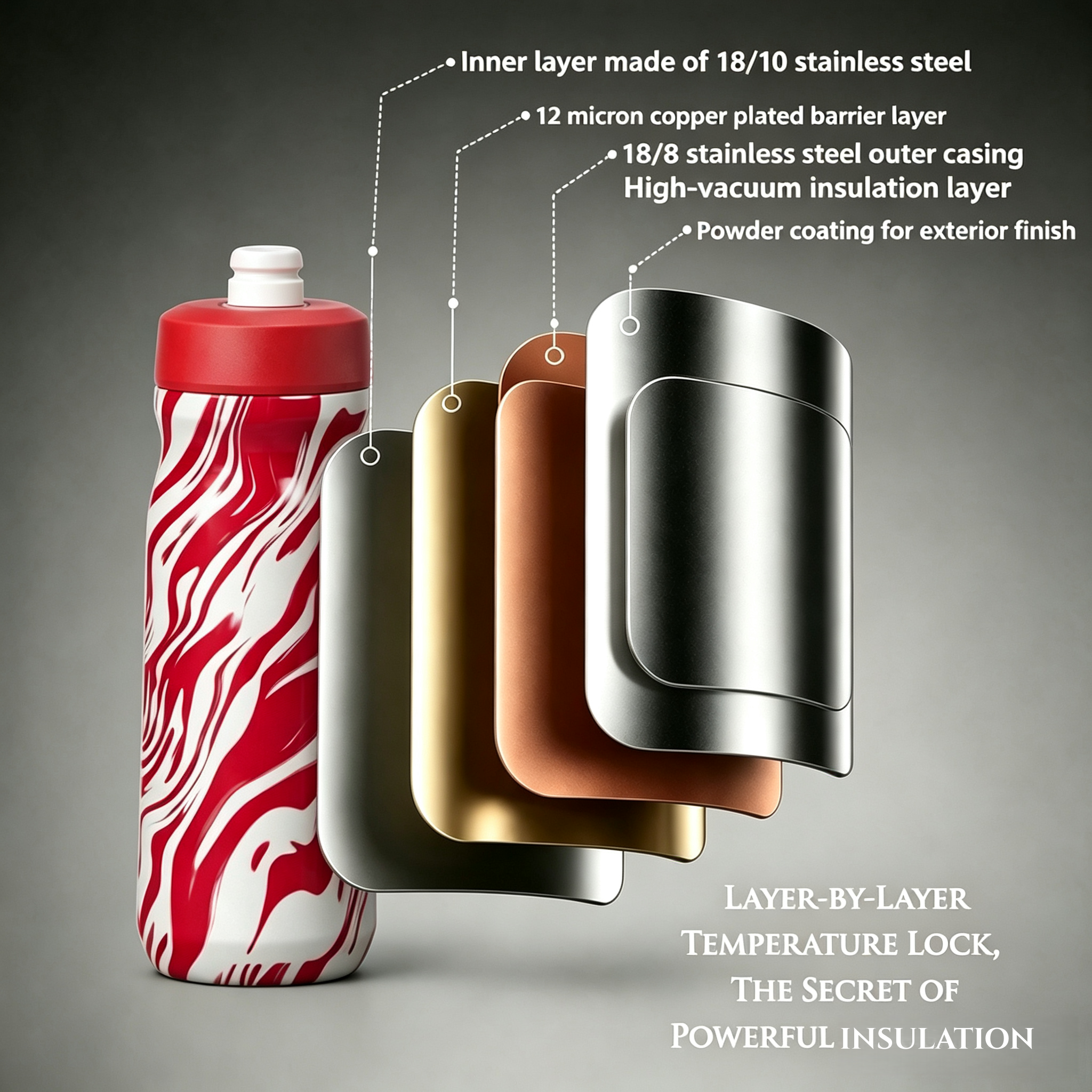 Red Swirl Leak-Proof Sports Water Bottle – BPA-Free Reusable Gym & Travel Water Bottle | Lightweight Fitness Hydration Bottle