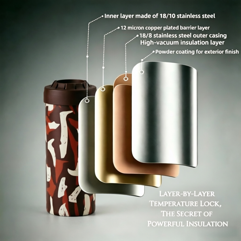 Stainless Steel Insulated Can Cooler Sleeve – Double Wall Vacuum Beer Can Cooler, Reusable Beverage Holder for 12oz Cans, Sweat-Free Drink Insulator for Beer, Soda, Camping & Outdoor