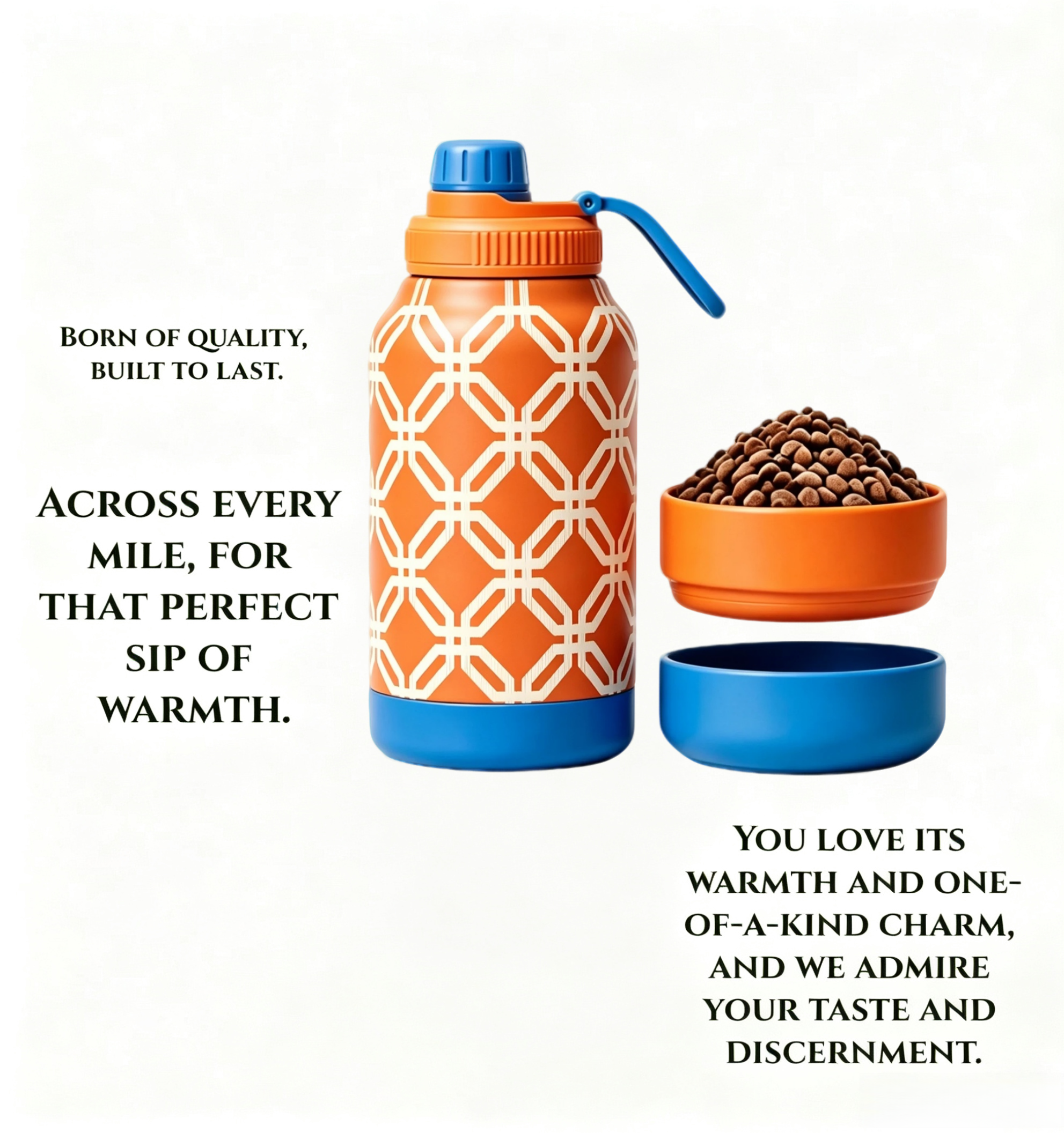 3-in-1 Stainless Steel Insulated Water Bottle with Dog Food Bowl – Large Capacity Human & Pet Travel Flask for Hot & Cold Drinks