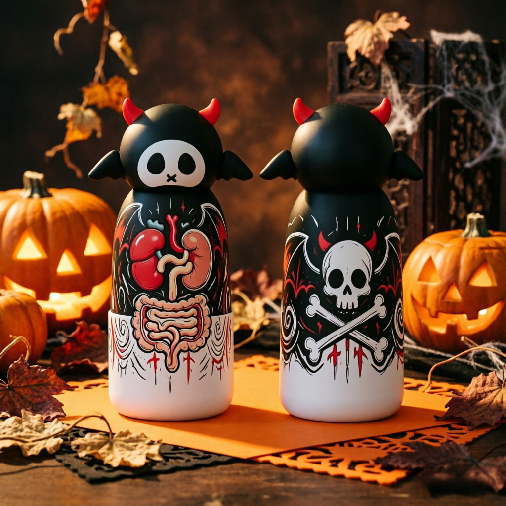 107#Halloween Soccer Water Bottle with Football Lid | Insulated Sports Tumbler for Kids & Fans