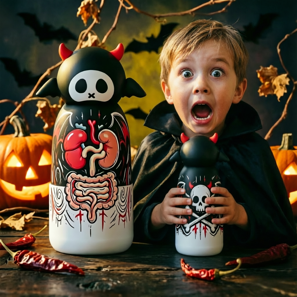 107#Halloween Soccer Water Bottle with Football Lid | Insulated Sports Tumbler for Kids & Fans