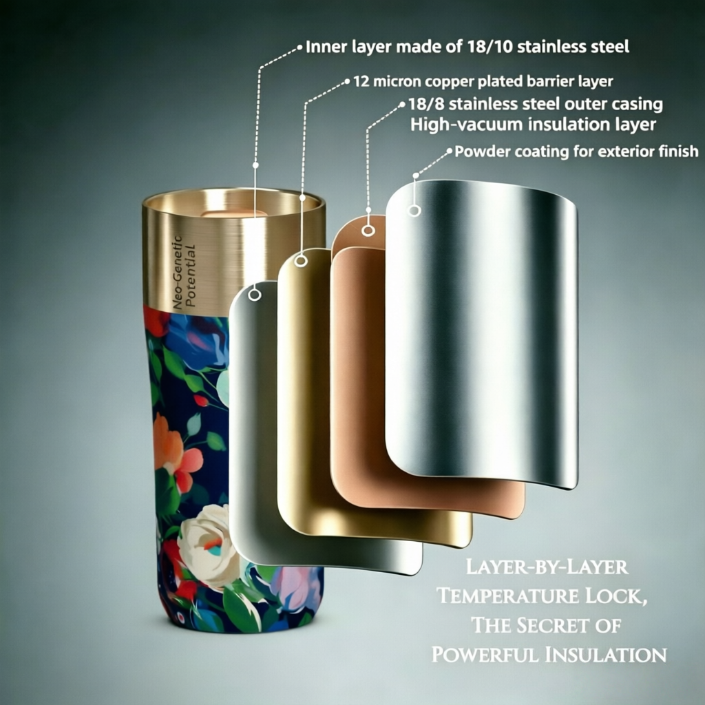 Floral Stainless Steel Travel Mug | Vacuum Insulated Coffee Tumbler for Hot & Cold Drinks