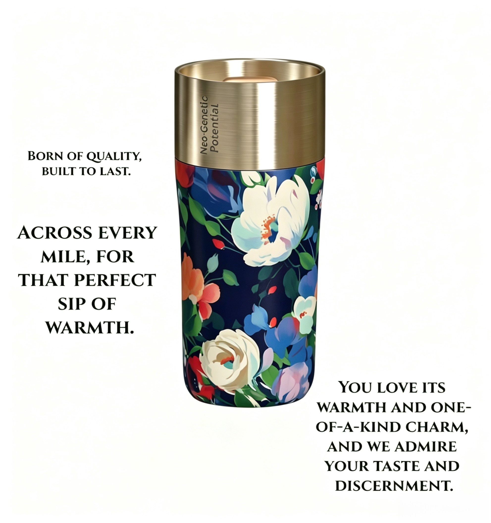 Floral Stainless Steel Travel Mug | Vacuum Insulated Coffee Tumbler for Hot & Cold Drinks