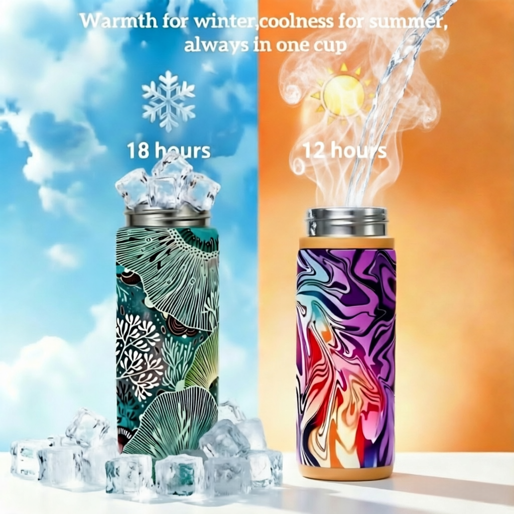 Floral Insulated Water Bottle | Stainless Steel Travel Mug | Leakproof Coffee Tumbler | Reusable Thermal Bottle for Hot & Cold Drinks