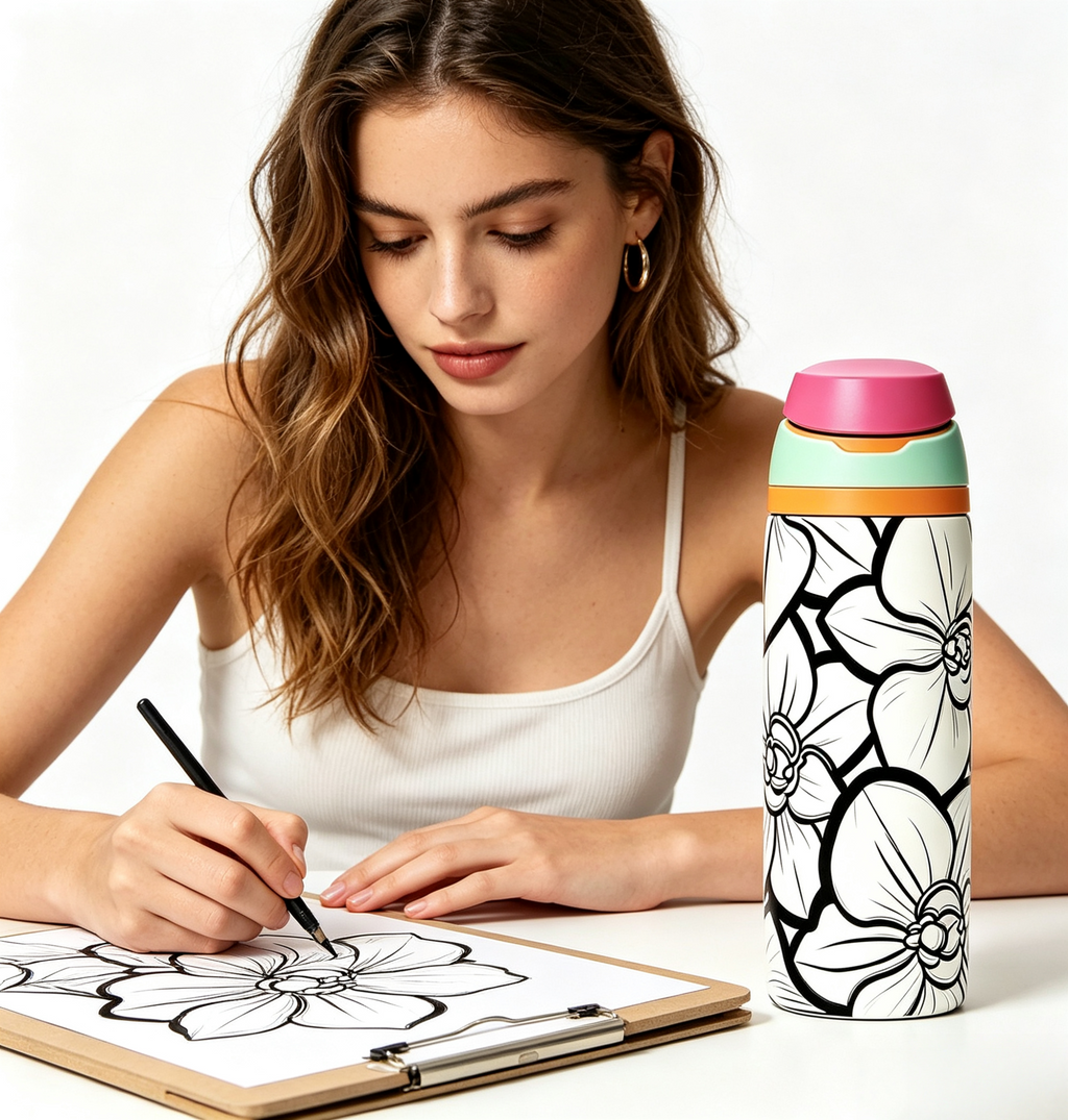 Floral Insulated Water Bottle | Stainless Steel Travel Mug | Leakproof Coffee Tumbler | Reusable Thermal Bottle for Hot & Cold Drinks