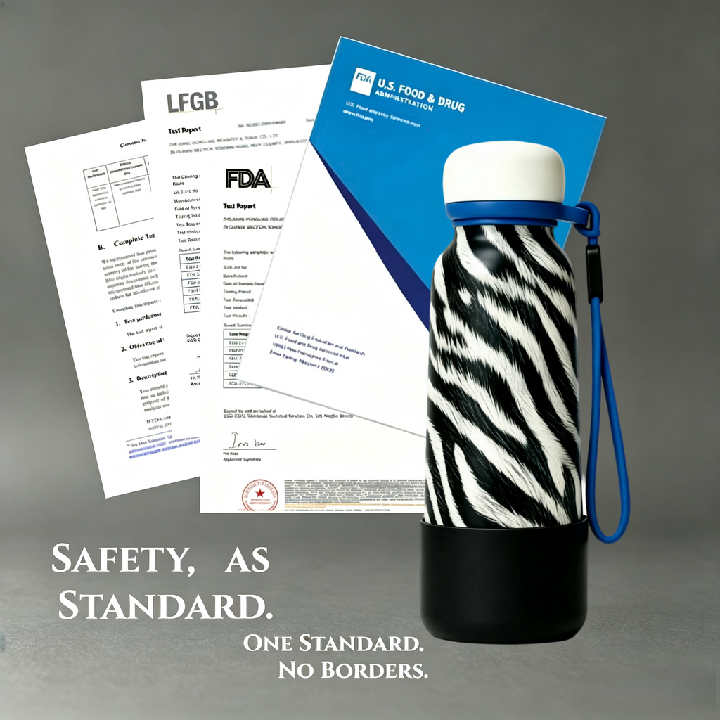 Zebra Print Insulated Stainless Steel Water Bottle with Silicone Sleeve & Carry Strap | Leakproof Reusable Travel Sports Bottle