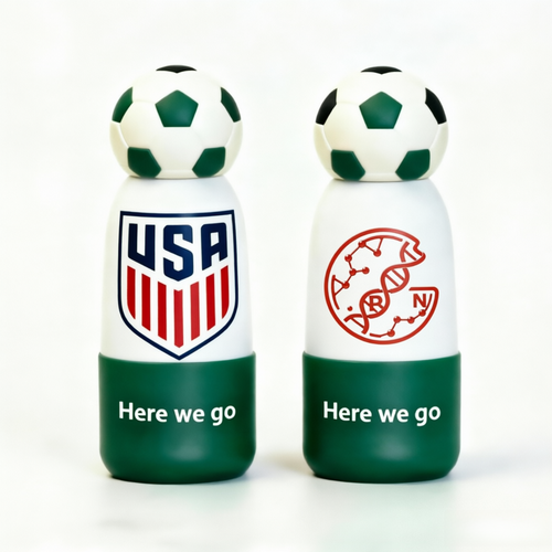107#Soccer Water Bottle with Football Lid | Insulated Sports Tumbler for Kids & Fans