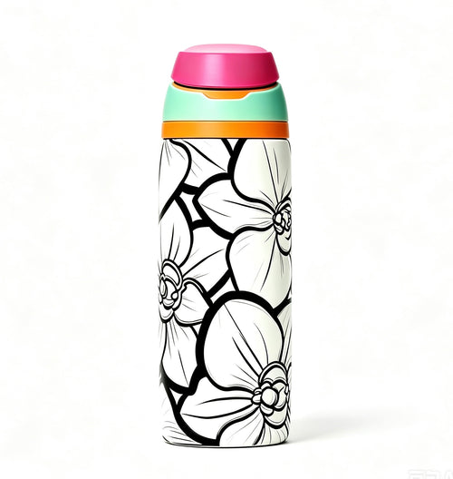 110#Floral Insulated Water Bottle | Stainless Steel Travel Mug | Leakproof Coffee Tumbler | Reusable Thermal Bottle for Hot & Cold Drinks