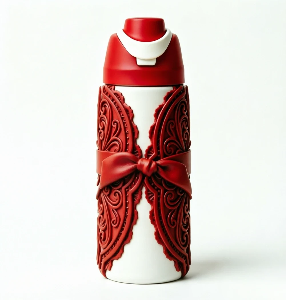 Fashion Bow Insulated Stainless Steel Water Bottle with Carry Handle | Leakproof Reusable Travel Coffee Tumbler for Women