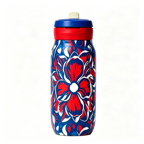 114#Insulated Stainless Steel Floral Water Bottle with Flip Straw Lid | Leakproof Reusable Sports Travel Tumbler