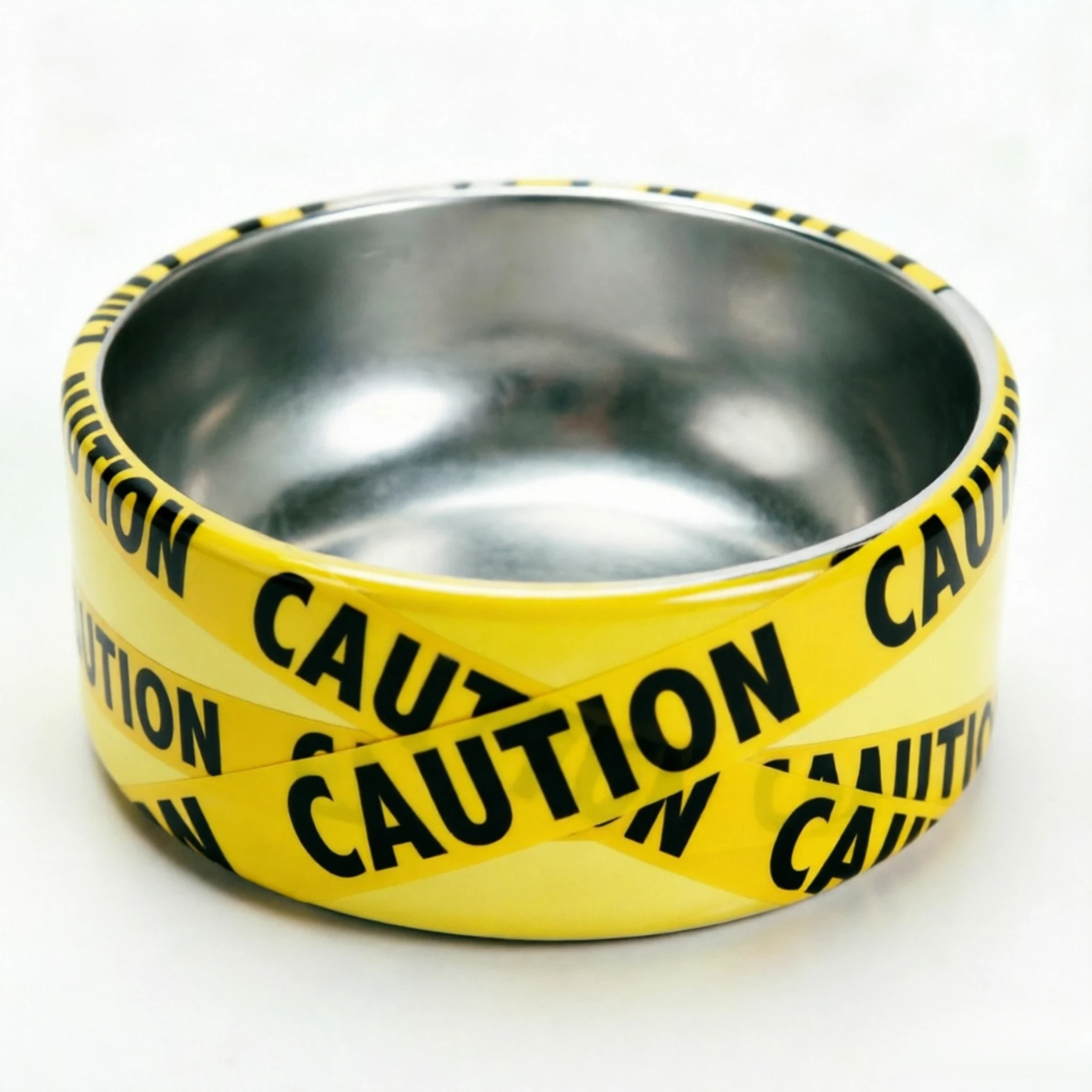Stainless Steel Pet Bowl – Non-Slip Dog & Cat Food Water Bowl, Durable Pet Feeding Dish with Caution Print for Small, Medium & Large Pets