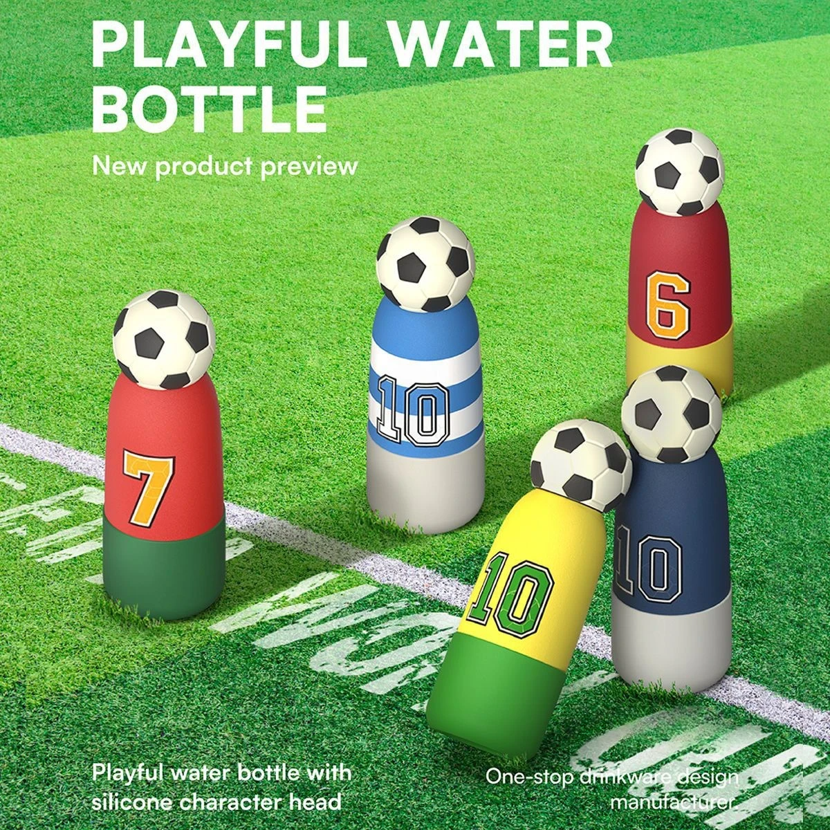 Soccer Water Bottle with Football Lid | Insulated Sports Tumbler for Kids & Fans